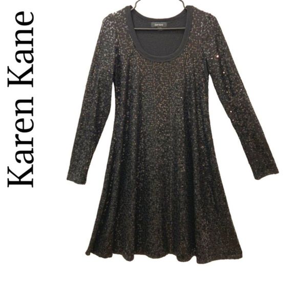 Karen Kane Black Sequin Midi Dress - Picture 1 of 8